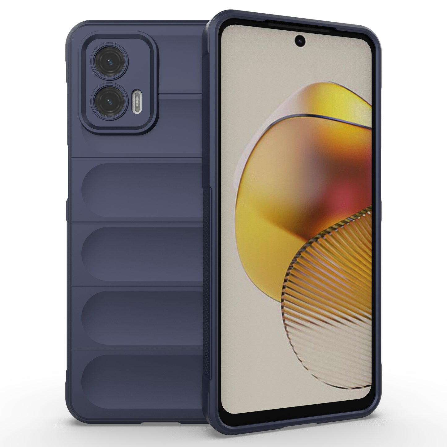 Uniqkart for Motorola Moto G73 5G Anti-drop Phone Case Rugged TPU Protective Cover - Dark Blue