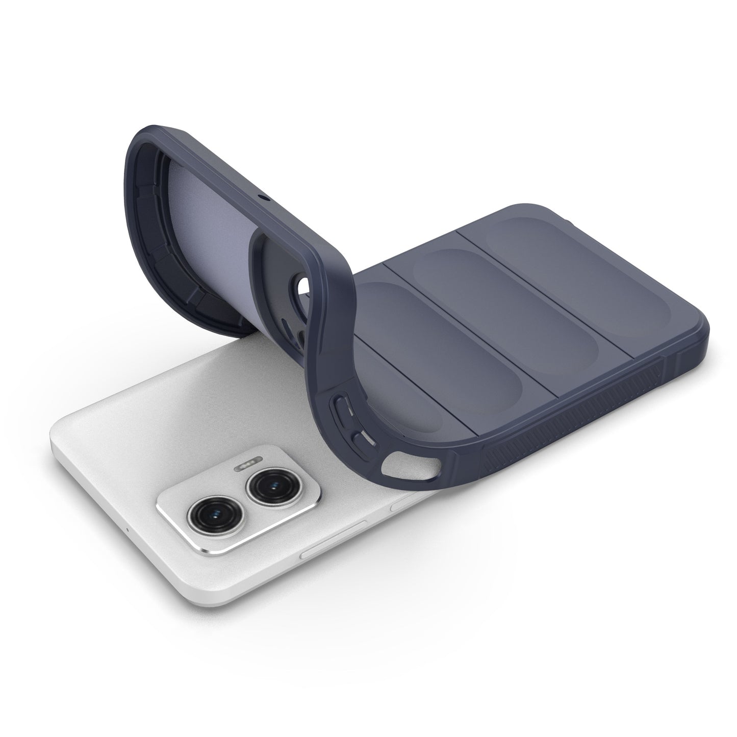 Uniqkart for Motorola Moto G73 5G Anti-drop Phone Case Rugged TPU Protective Cover - Dark Blue