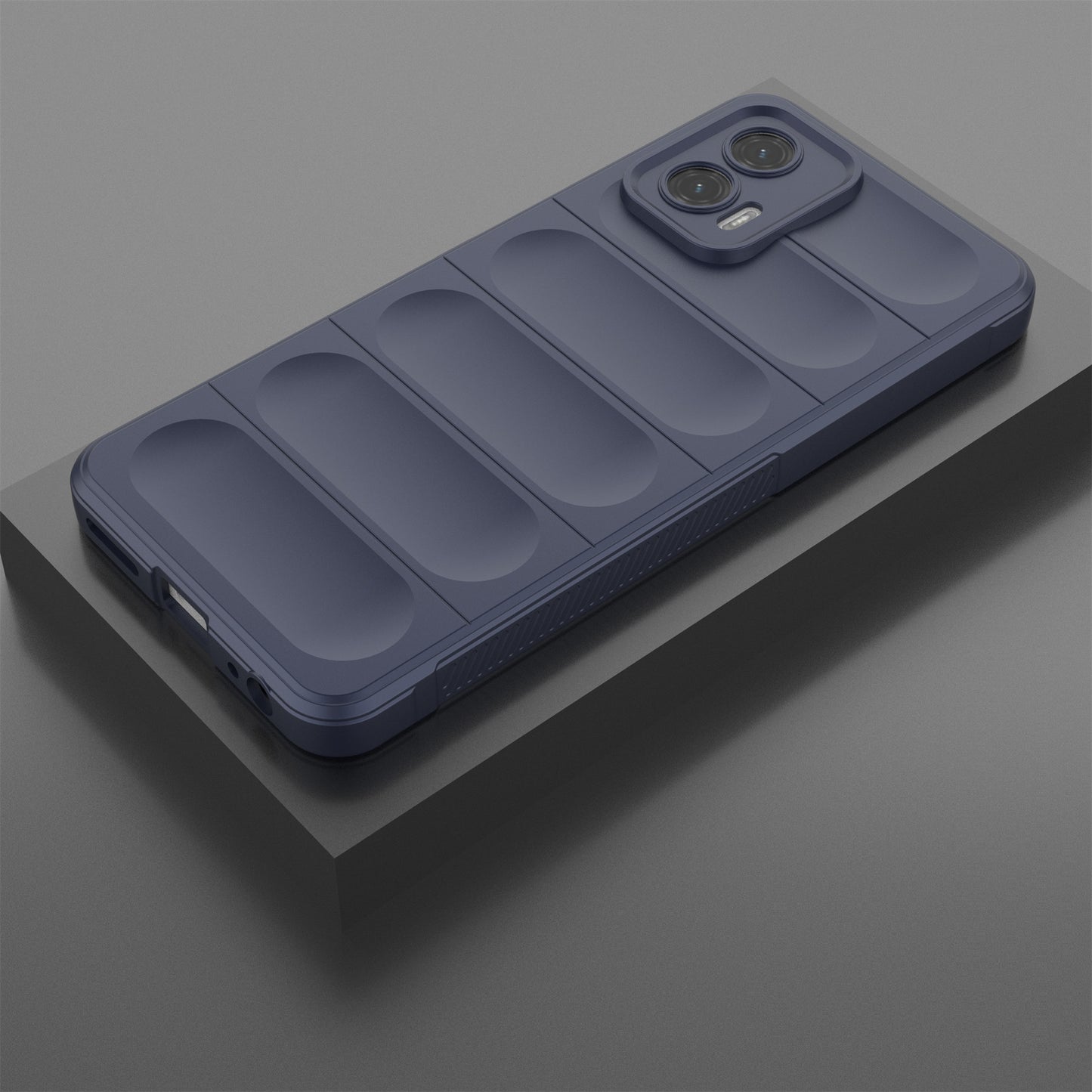 Uniqkart for Motorola Moto G73 5G Anti-drop Phone Case Rugged TPU Protective Cover - Dark Blue