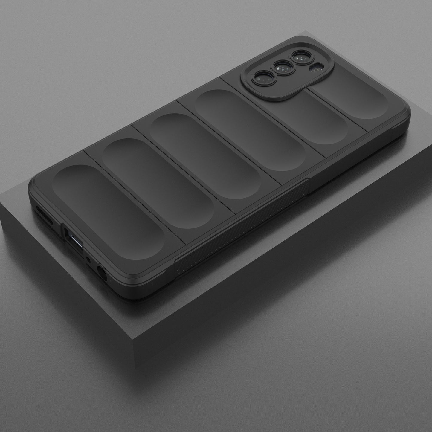 Uniqkart for Motorola Moto G62 5G Anti-drop Protective Phone Case Rugged TPU Phone Cover - Black