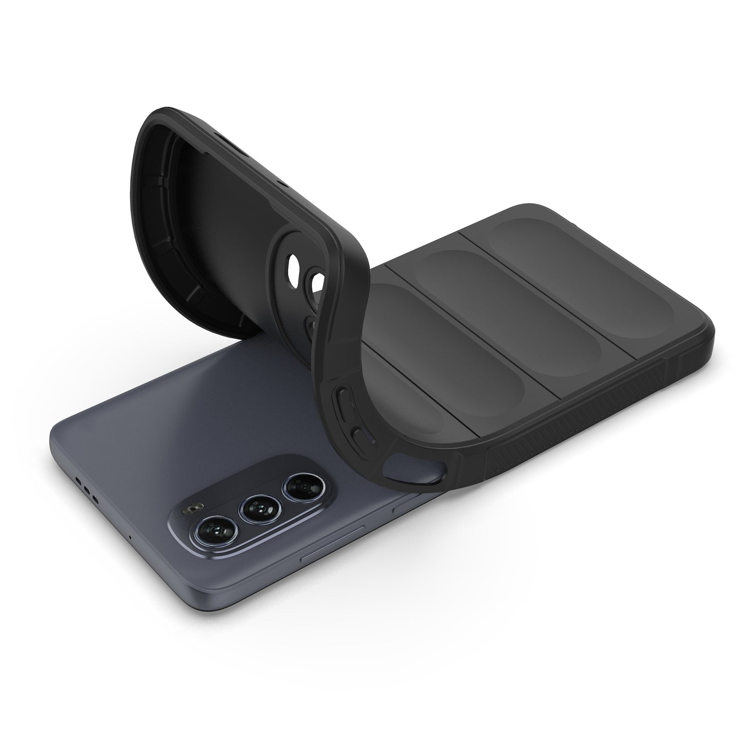 Uniqkart for Motorola Moto G62 5G Anti-drop Protective Phone Case Rugged TPU Phone Cover - Black