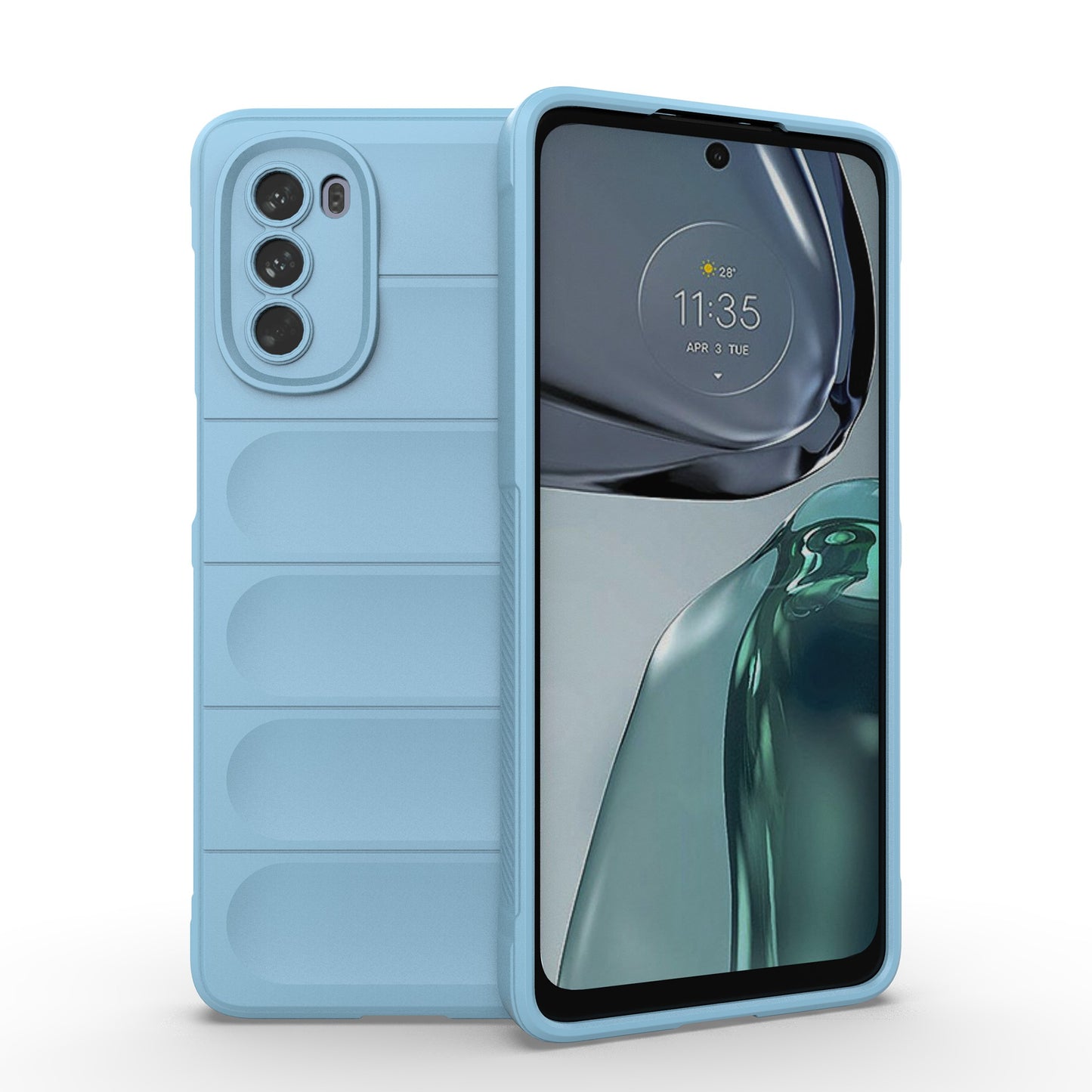 Uniqkart for Motorola Moto G62 5G Anti-drop Protective Phone Case Rugged TPU Phone Cover - Baby Blue