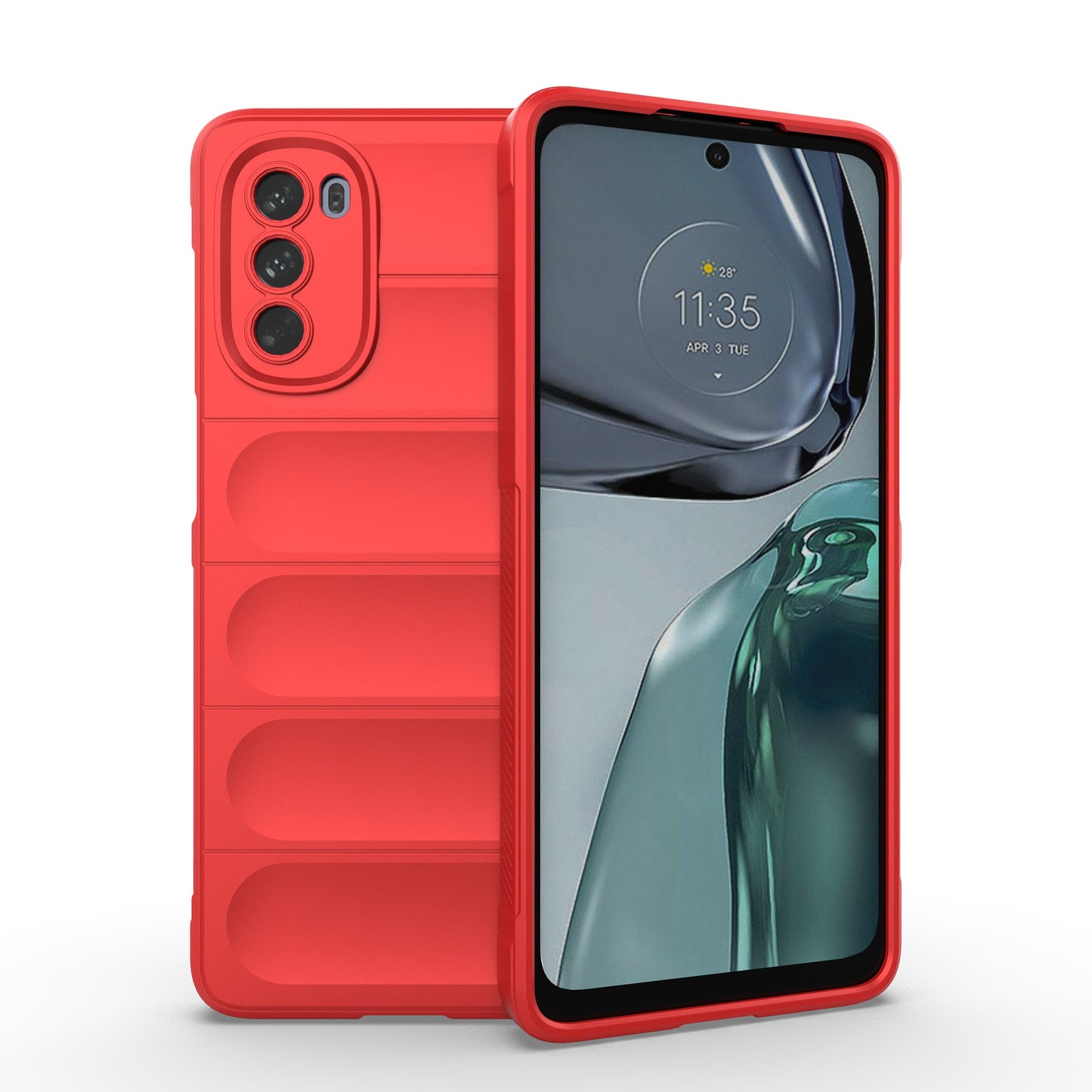 Uniqkart for Motorola Moto G62 5G Anti-drop Protective Phone Case Rugged TPU Phone Cover - Red
