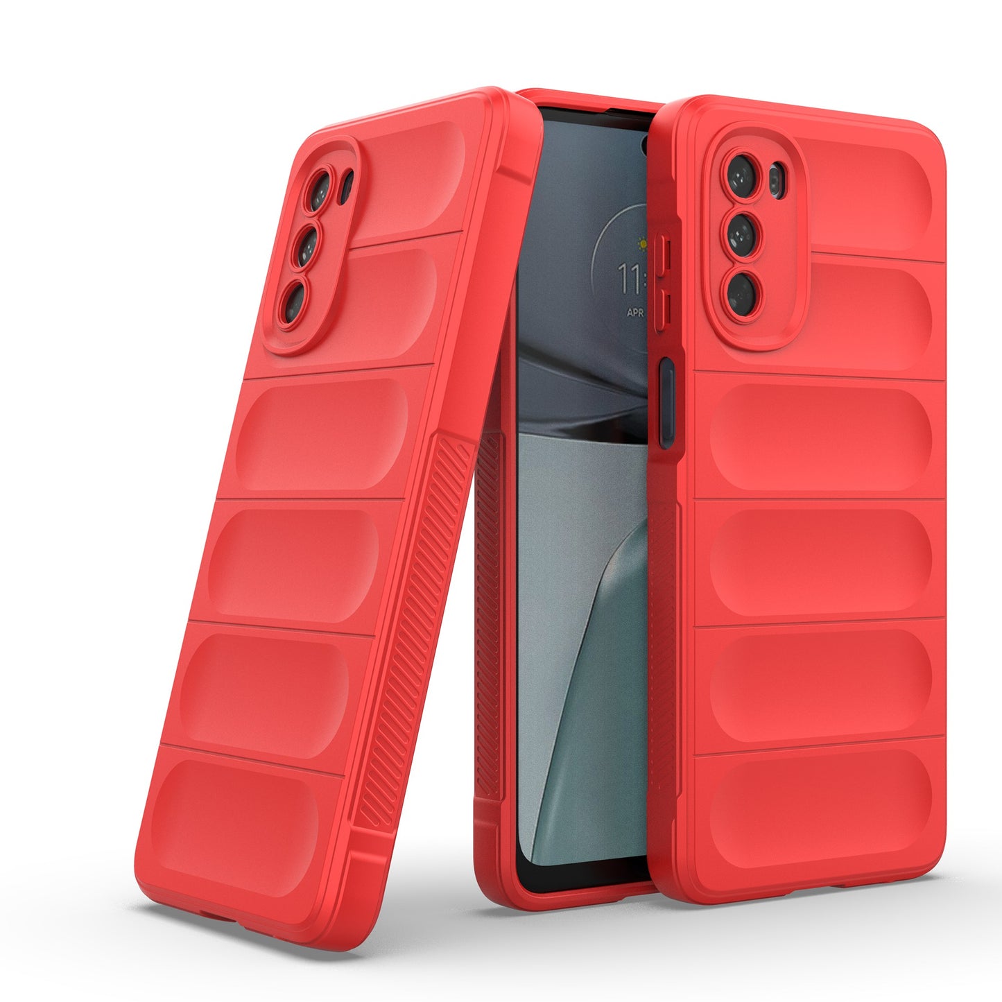 Uniqkart for Motorola Moto G62 5G Anti-drop Protective Phone Case Rugged TPU Phone Cover - Red