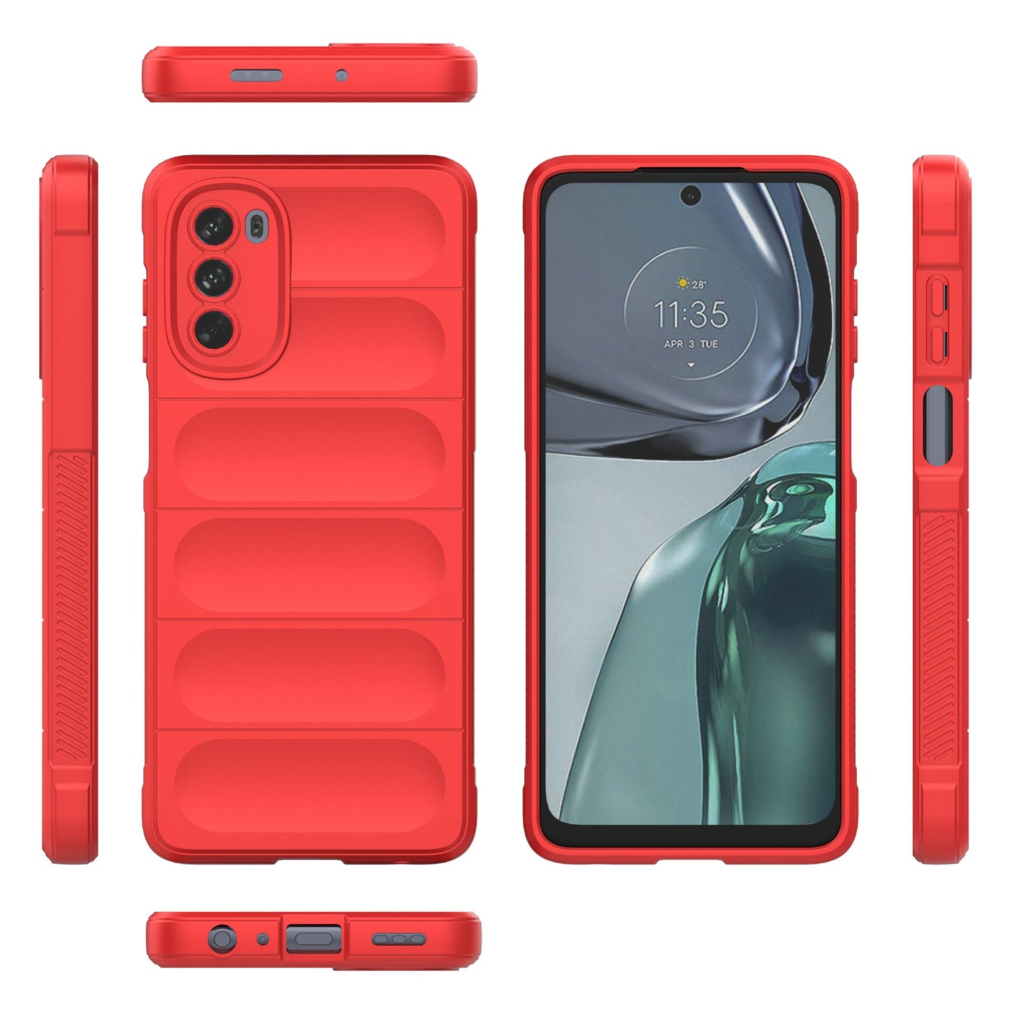 Uniqkart for Motorola Moto G62 5G Anti-drop Protective Phone Case Rugged TPU Phone Cover - Red