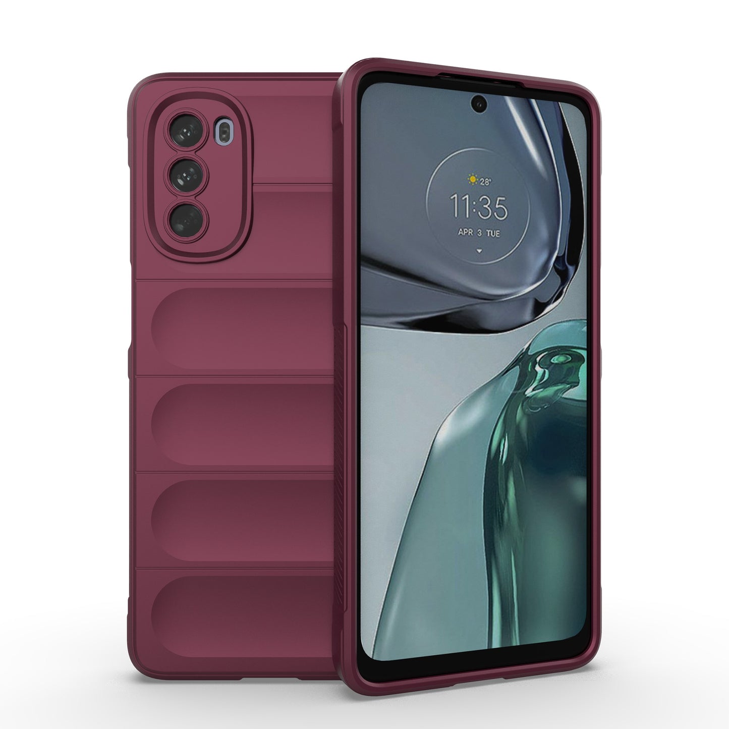 Uniqkart for Motorola Moto G62 5G Anti-drop Protective Phone Case Rugged TPU Phone Cover - Wine Red