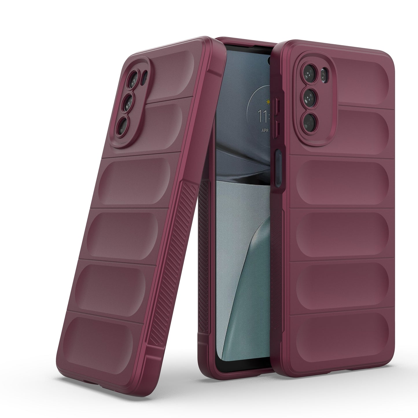 Uniqkart for Motorola Moto G62 5G Anti-drop Protective Phone Case Rugged TPU Phone Cover - Wine Red