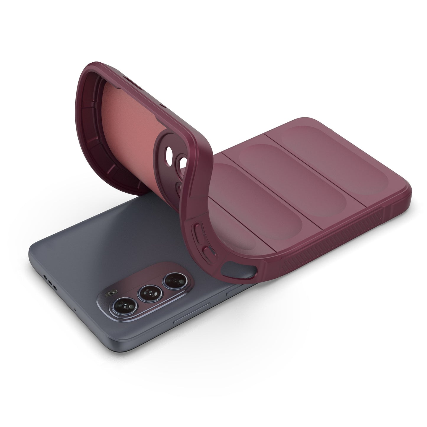 Uniqkart for Motorola Moto G62 5G Anti-drop Protective Phone Case Rugged TPU Phone Cover - Wine Red