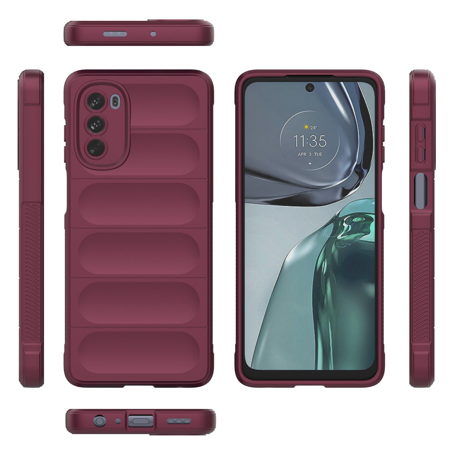 Uniqkart for Motorola Moto G62 5G Anti-drop Protective Phone Case Rugged TPU Phone Cover - Wine Red