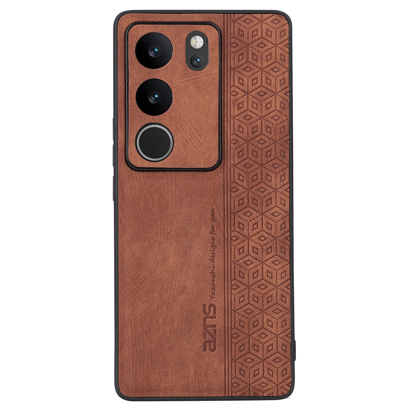 Uniqkart For vivo S17 Pro 5G / S17 5G Mobile Phone Case Anti-Scratch Imprinted PU Leather+TPU Phone Cover - Brown