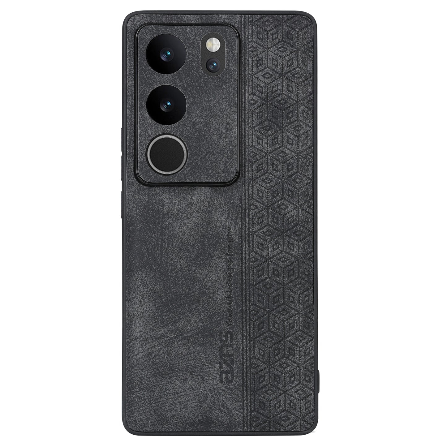Uniqkart For vivo S17 Pro 5G / S17 5G Mobile Phone Case Anti-Scratch Imprinted PU Leather+TPU Phone Cover - Black