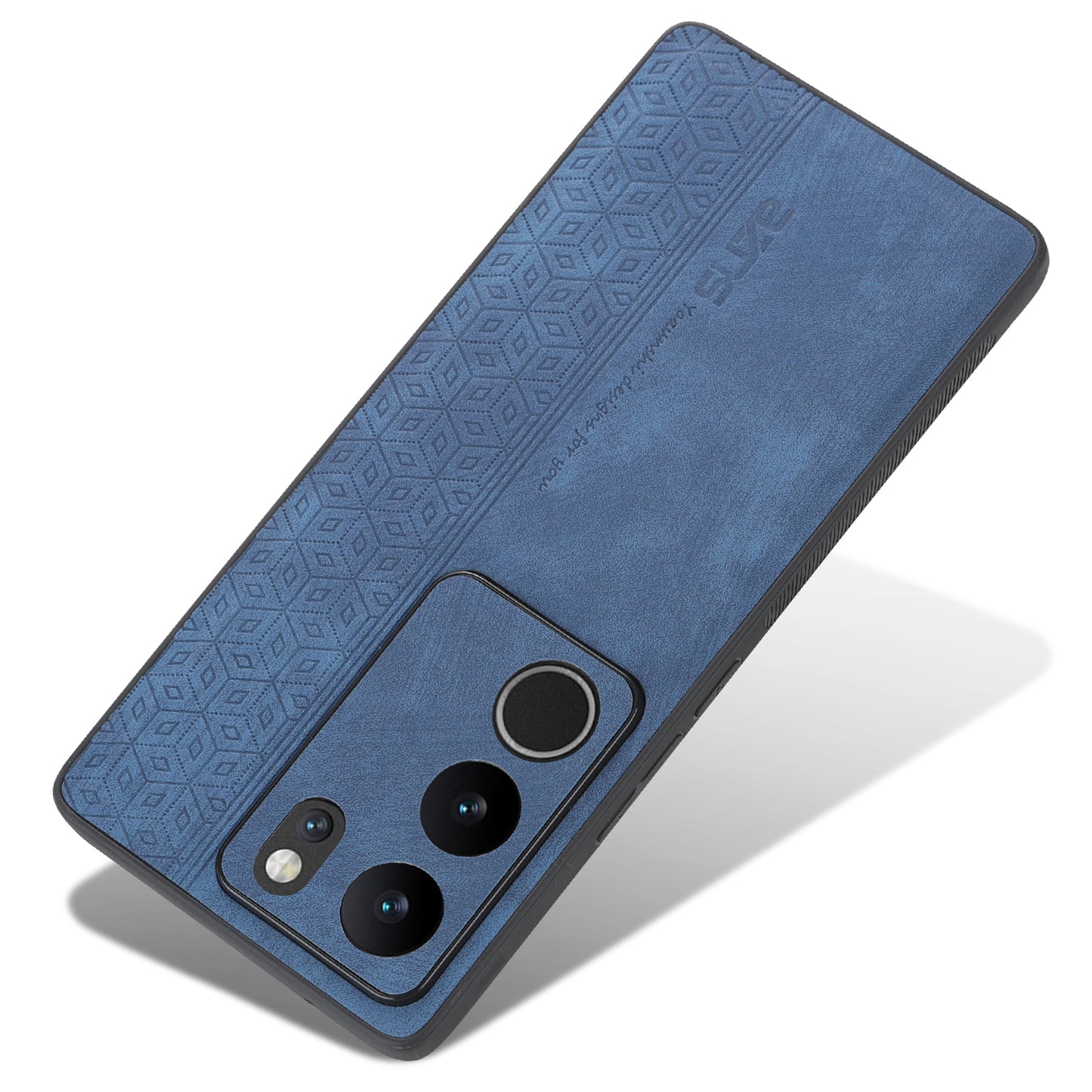 Uniqkart For vivo S17 Pro 5G / S17 5G Mobile Phone Case Anti-Scratch Imprinted PU Leather+TPU Phone Cover - Blue