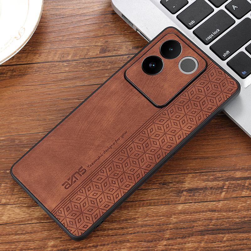 Uniqkart For vivo S17e 5G Imprinted PU Leather+TPU Case Anti-drop Phone Cover - Brown