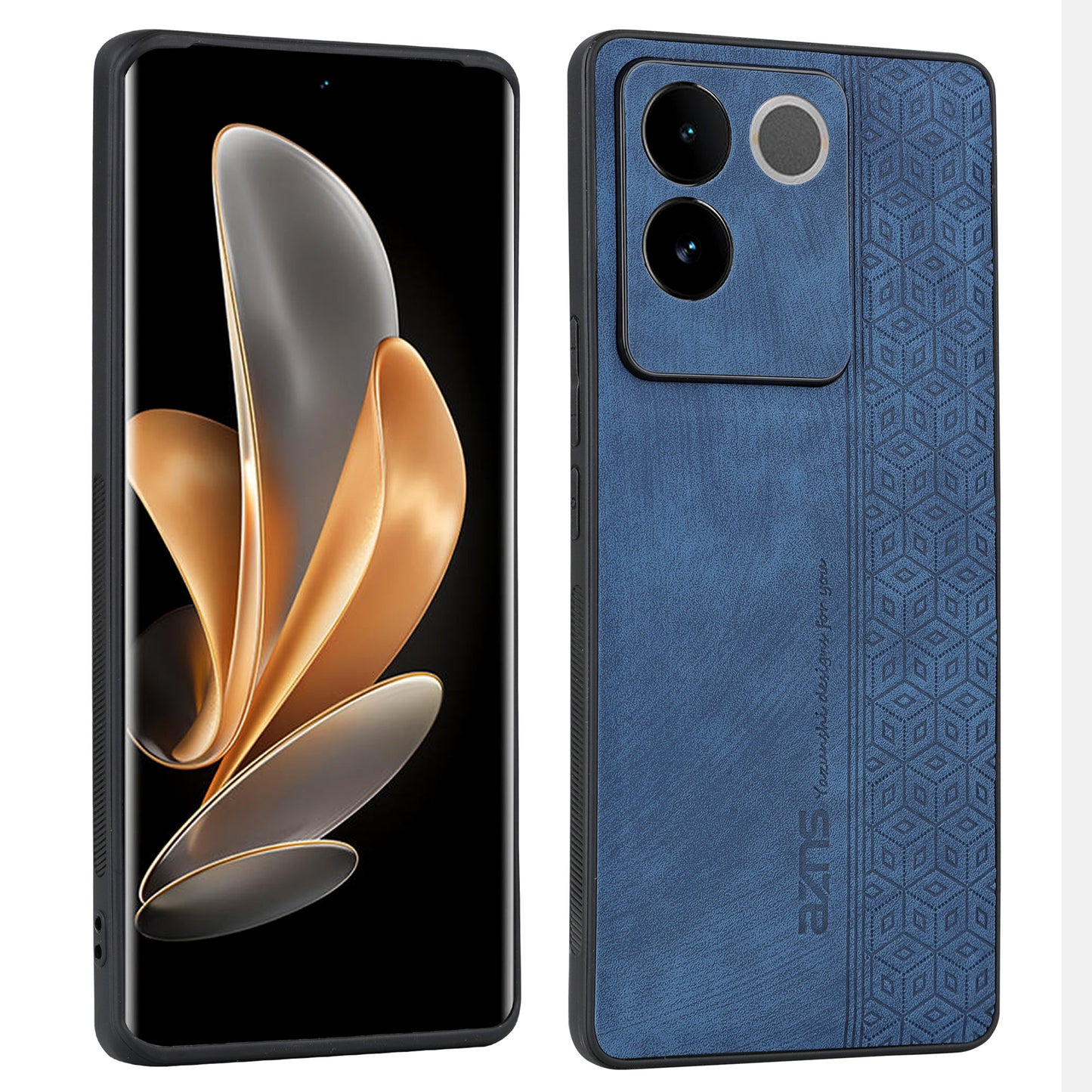 Uniqkart For vivo S17e 5G Imprinted PU Leather+TPU Case Anti-drop Phone Cover - Blue