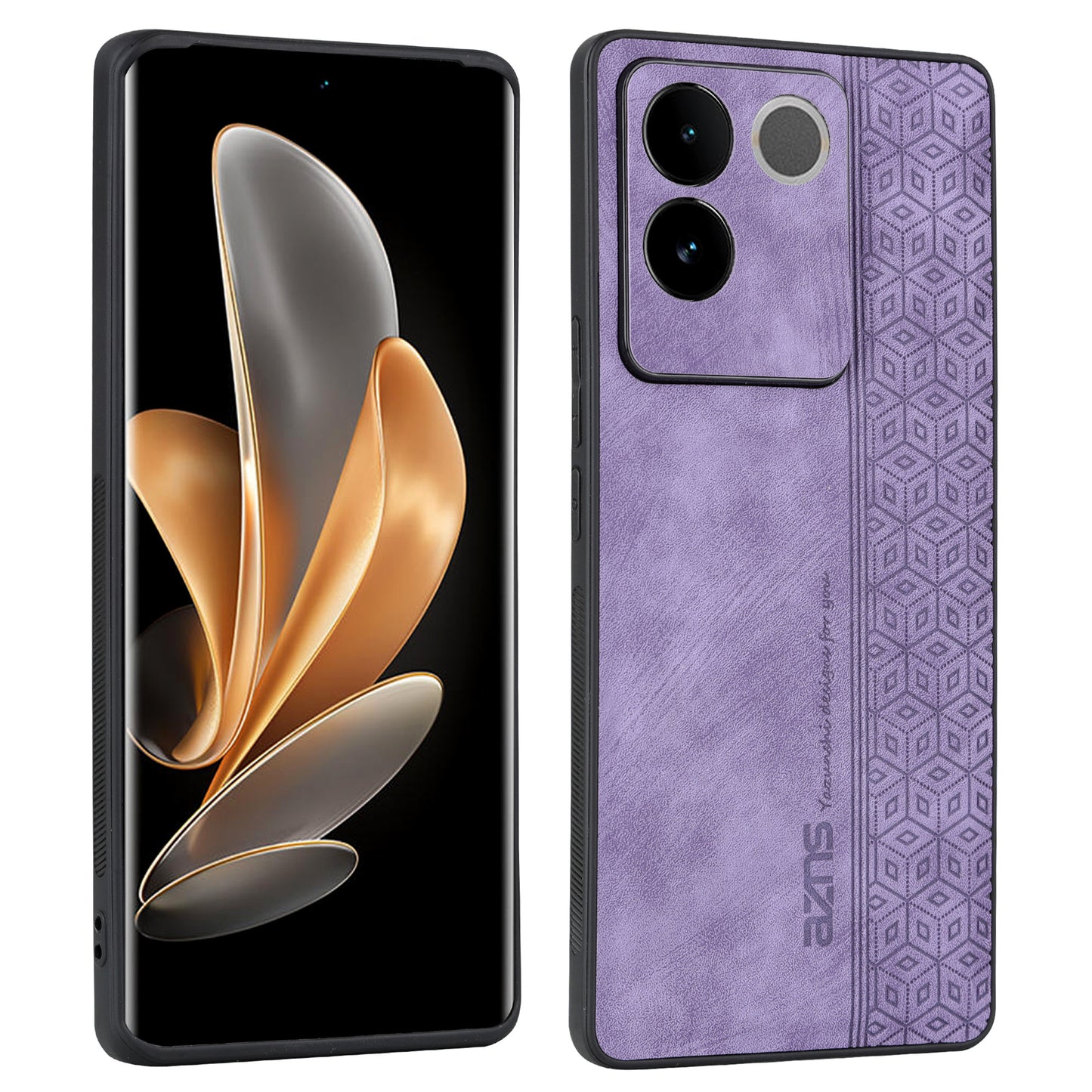 Uniqkart For vivo S17e 5G Imprinted PU Leather+TPU Case Anti-drop Phone Cover - Purple