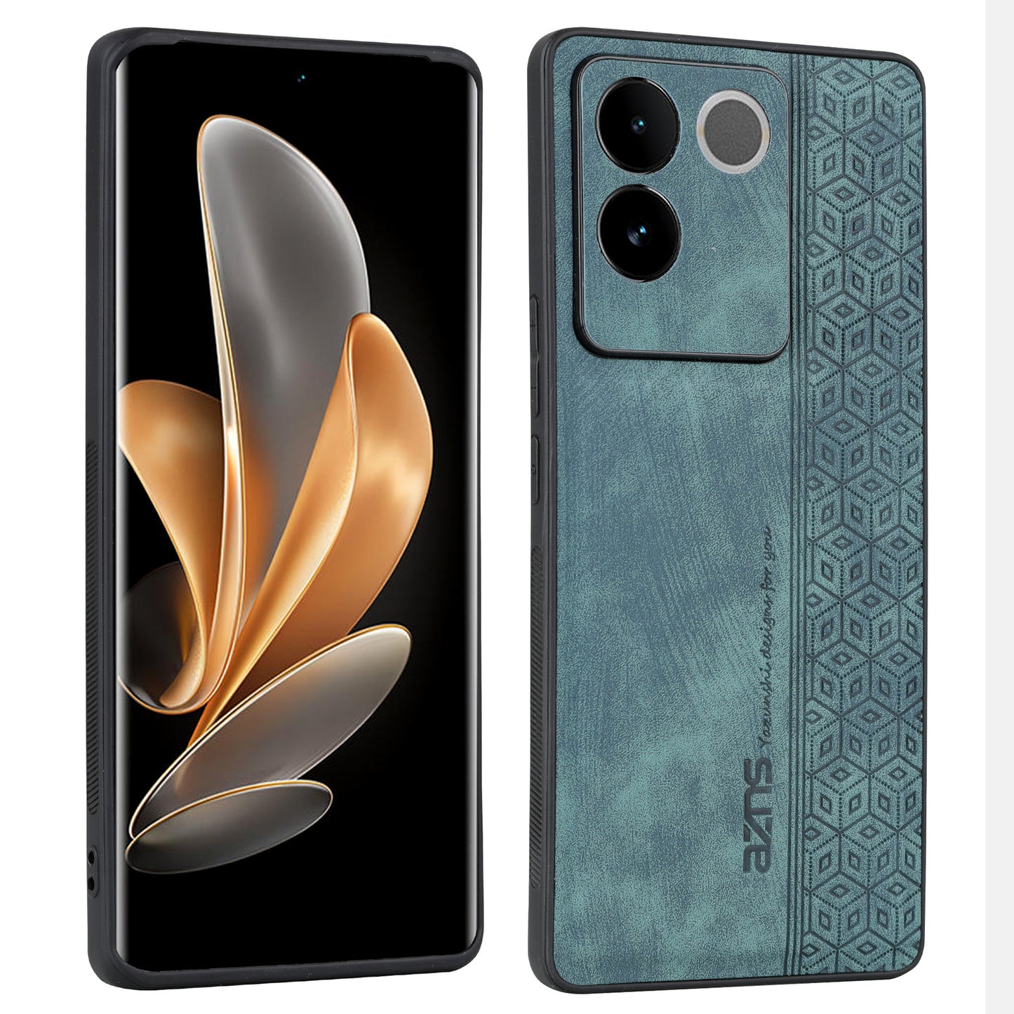 Uniqkart For vivo S17e 5G Imprinted PU Leather+TPU Case Anti-drop Phone Cover - Green