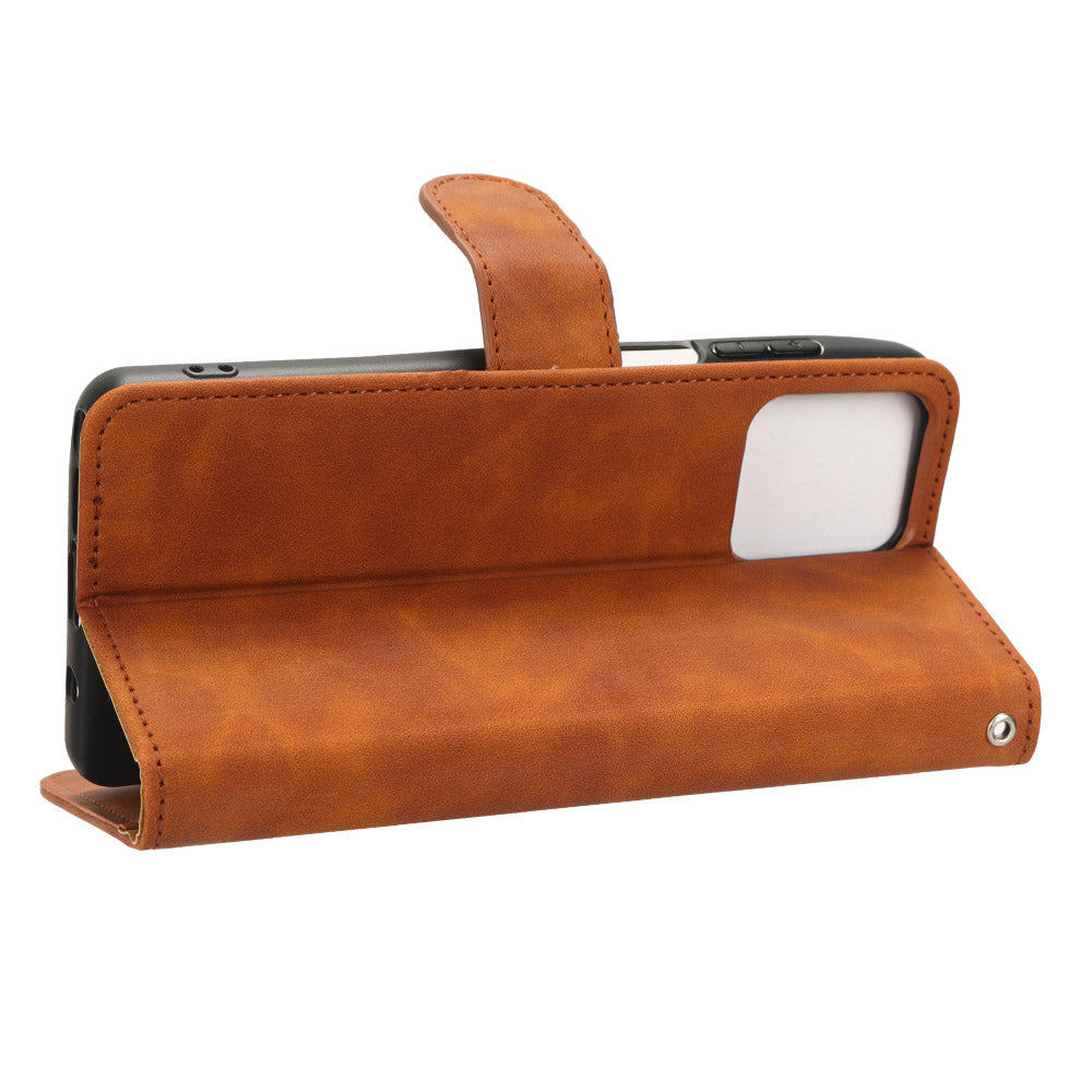 Uniqkart for Motorola Moto G Stylus (2023) Wallet Cell Phone Stand Case Skin-touch PU Leather Phone Cover - Brown