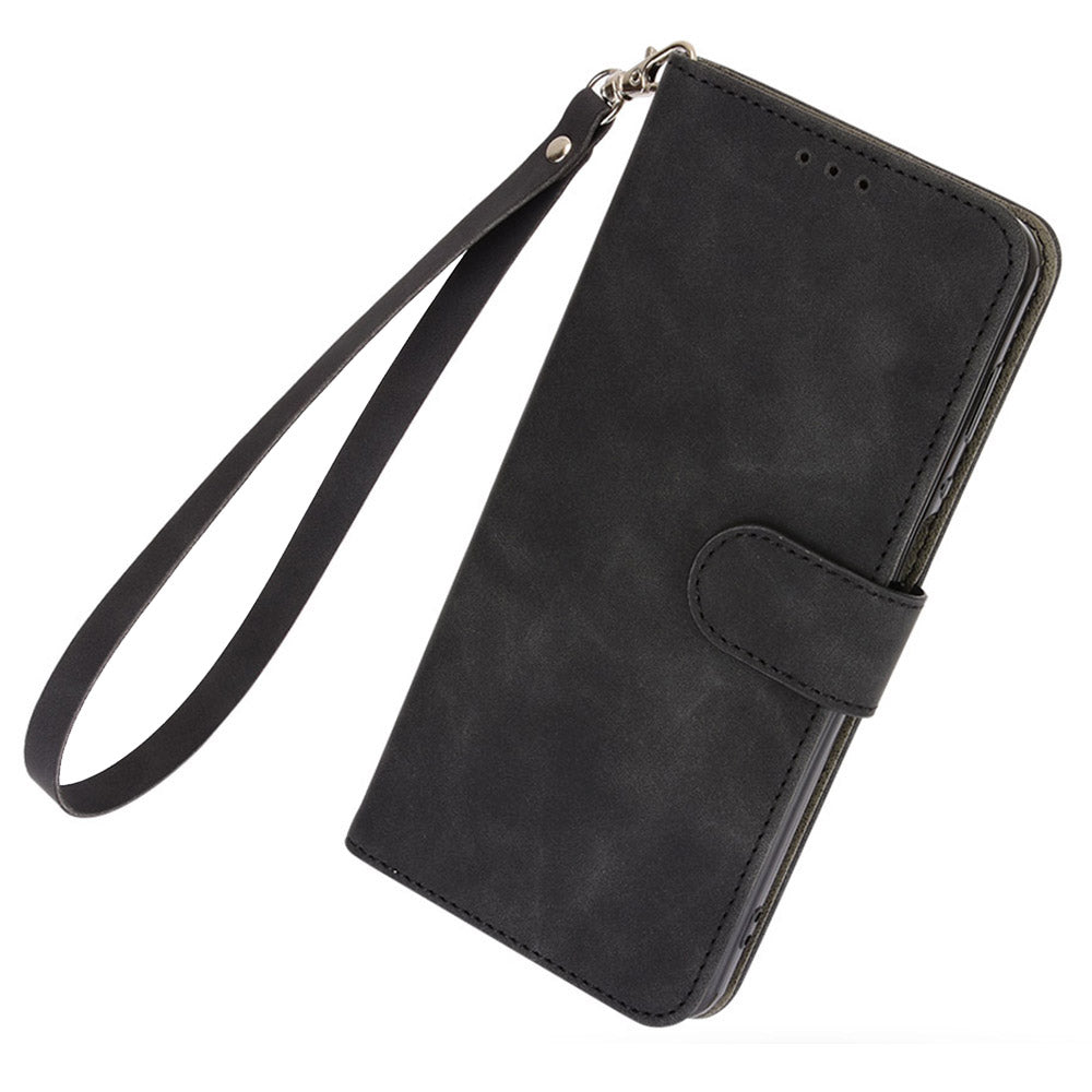 PU Leather Phone Cover for Xiaomi Redmi 12 4G , Cell Phone Case Skin-touch Stand Wallet Shell - Black