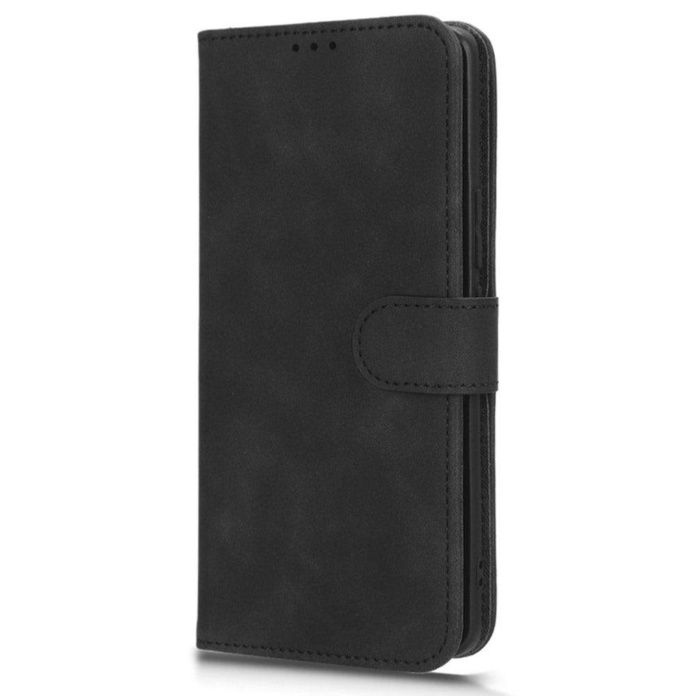 PU Leather Phone Cover for Xiaomi Redmi 12 4G , Cell Phone Case Skin-touch Stand Wallet Shell - Black