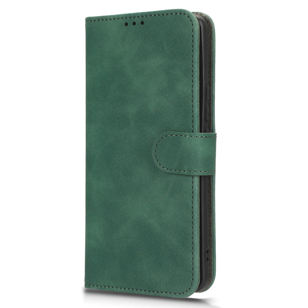 PU Leather Phone Cover for Xiaomi Redmi 12 4G , Cell Phone Case Skin-touch Stand Wallet Shell - Green