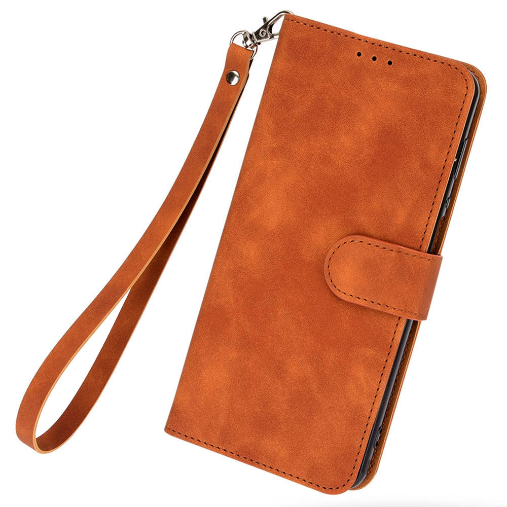 PU Leather Phone Cover for Xiaomi Redmi 12 4G , Cell Phone Case Skin-touch Stand Wallet Shell - Brown