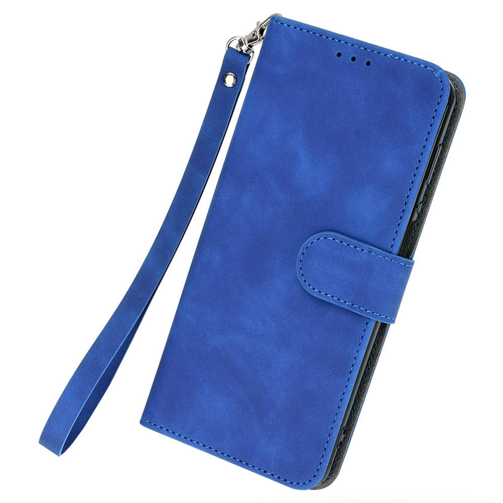 PU Leather Phone Cover for Xiaomi Redmi 12 4G , Cell Phone Case Skin-touch Stand Wallet Shell - Blue