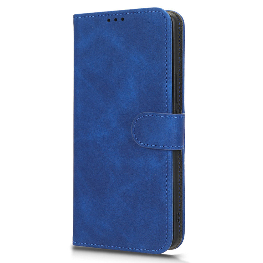 PU Leather Phone Cover for Xiaomi Redmi 12 4G , Cell Phone Case Skin-touch Stand Wallet Shell - Blue