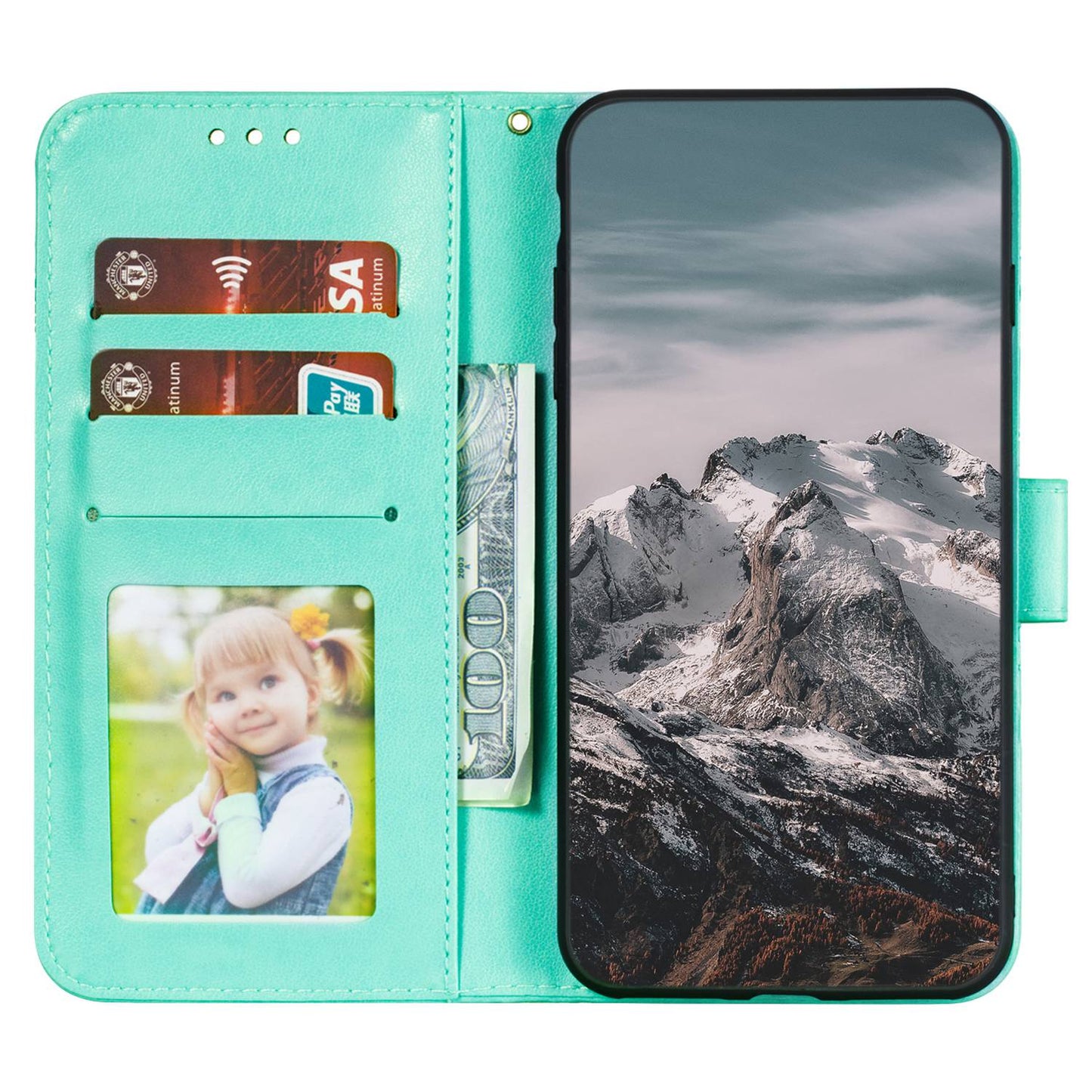 Uniqkart for Honor 80 5G Flip Phone Cover Imprinting Mandala Flower Anti-scratch PU Leather+TPU Stand Magnetic Case - Green