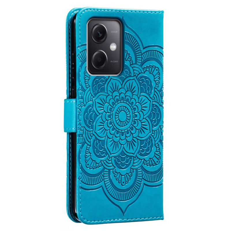 Uniqkart for Xiaomi Poco X5 5G / Redmi Note 12 5G (China) / (Global) / (India) Mandala Imprinted Case Leather Wallet Stand Phone Cover - Blue