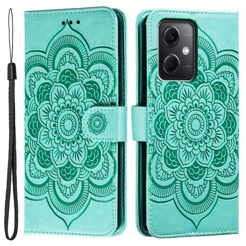 Uniqkart for Xiaomi Poco X5 5G / Redmi Note 12 5G (China) / (Global) / (India) Mandala Imprinted Case Leather Wallet Stand Phone Cover - Green