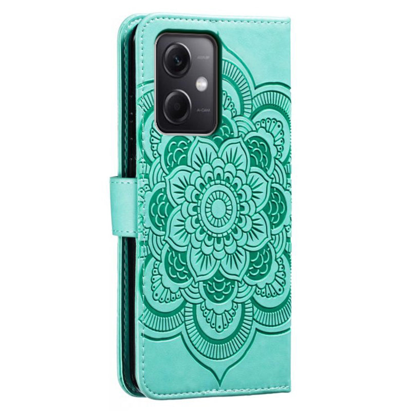 Uniqkart for Xiaomi Poco X5 5G / Redmi Note 12 5G (China) / (Global) / (India) Mandala Imprinted Case Leather Wallet Stand Phone Cover - Green