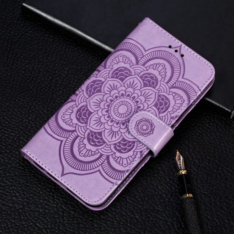 Uniqkart for Xiaomi Poco X5 5G / Redmi Note 12 5G (China) / (Global) / (India) Mandala Imprinted Case Leather Wallet Stand Phone Cover - Purple