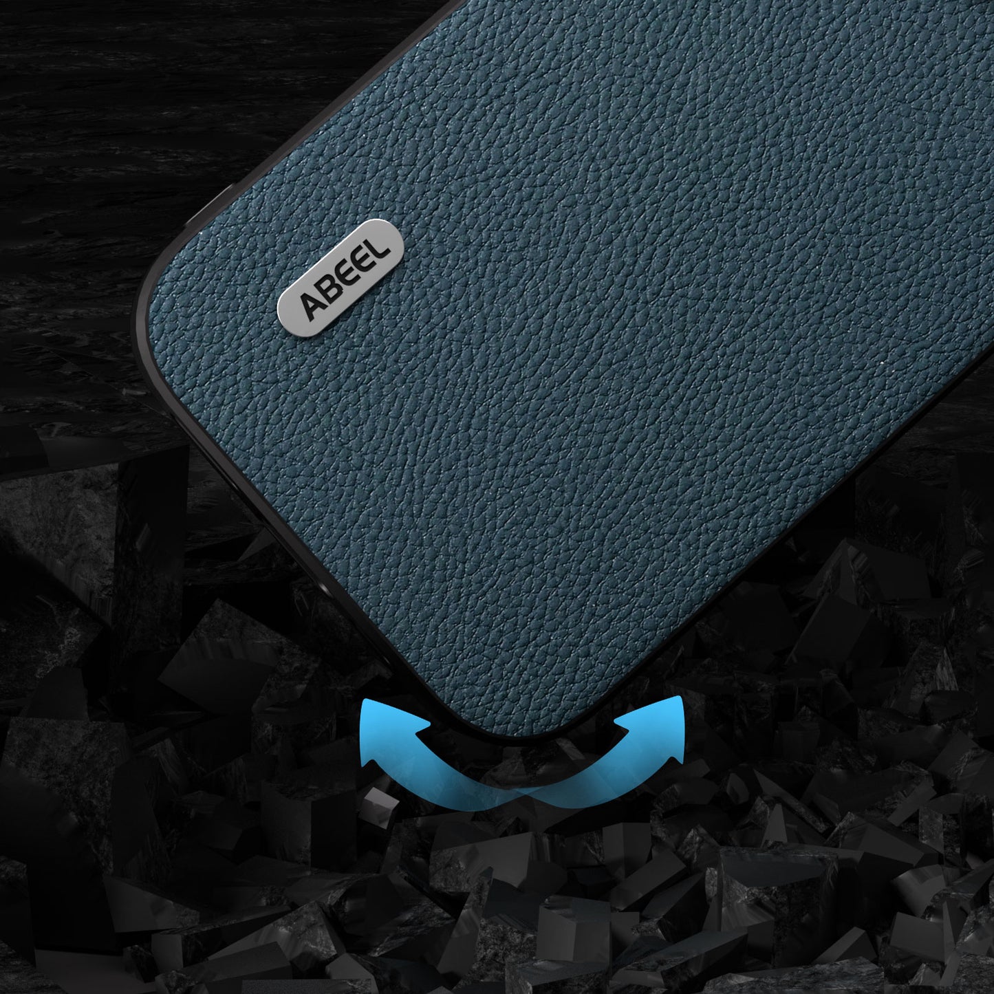 Uniqkart Cowhide Leather Coated PC+TPU Case for iPhone 15 Litchi Texture Shockproof Phone Cover - Green