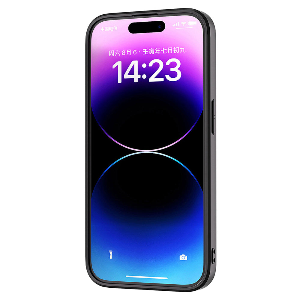 Uniqkart Carbon Fiber Texture Phone Case for iPhone 15 , PU Leather Coated PC+TPU Phone Cover - Light Yellow