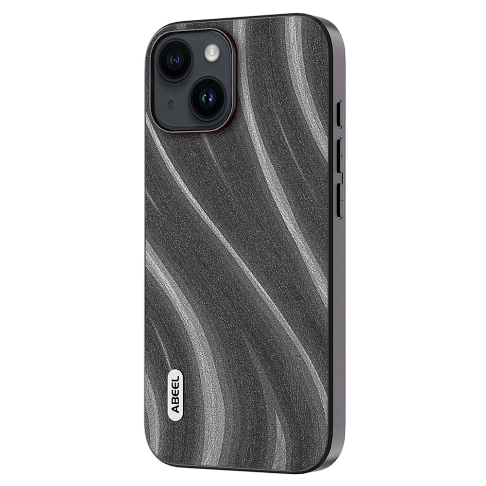 Uniqkart Milky Way Series Phone Case for iPhone 15 , PU Leather Coated PC+TPU Anti-drop Cover - Grey