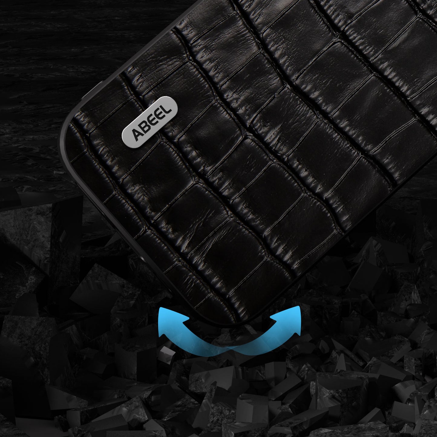 Anti-scratch Phone Case for iPhone 15 , Crocodile Texture Cowhide Leather Coated TPU + PC Cover - Black