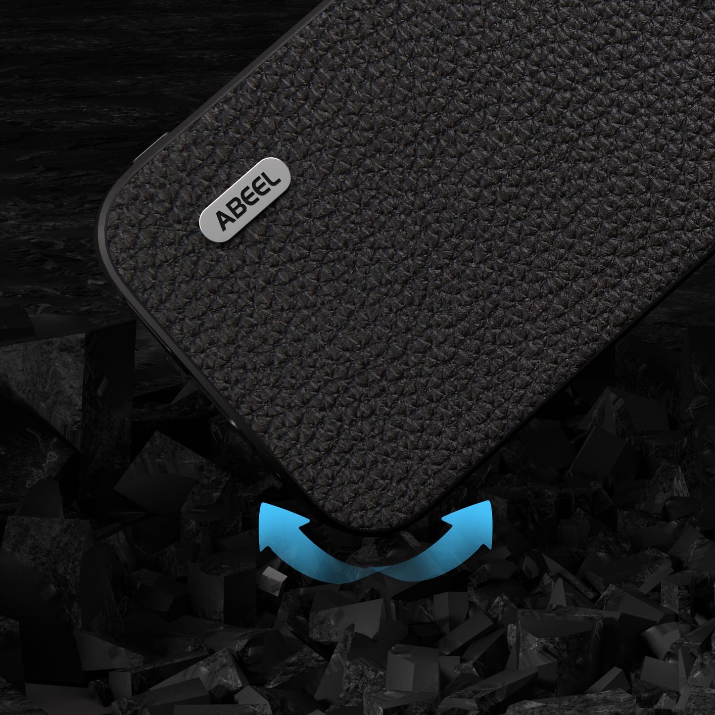 Slim Phone Case for iPhone 15 Cowhide Leather + PC + TPU Litchi Texture Protective Cover - Black