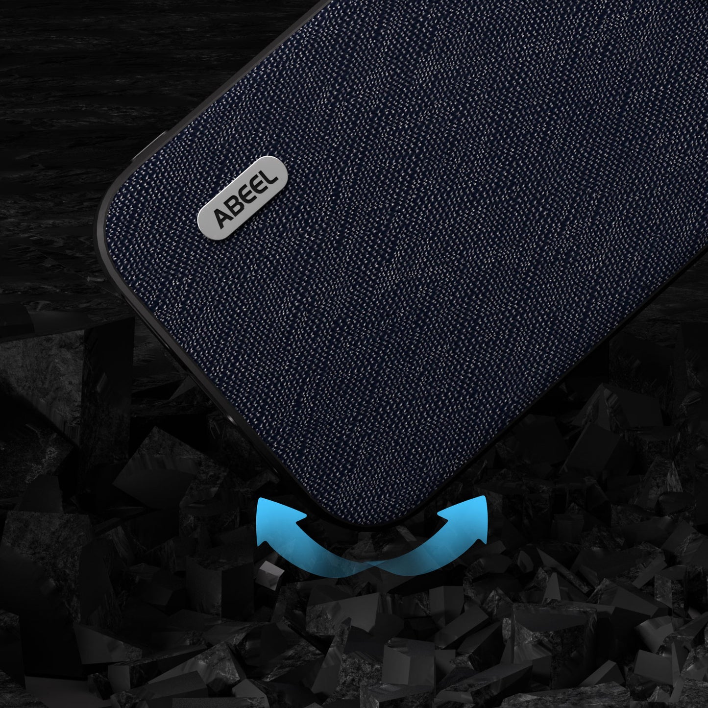 Uniqkart for iPhone 15 Anti-Scratch Phone Case Cowhide Leather + PC + TPU Cross Texture Phone Cover - Blue