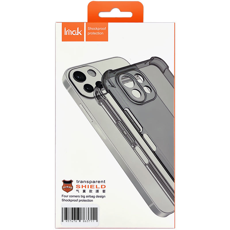 IMAK For Xiaomi Redmi 12 4G Phone Case Four Corner Shock-Absorbed Clear Back Cover TPU Shell - Transparent Black
