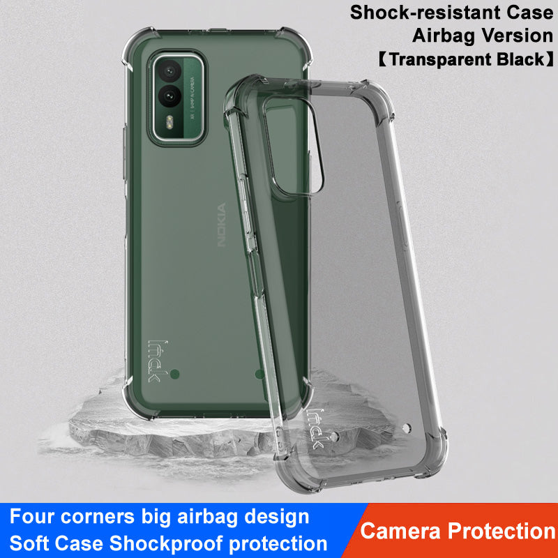 IMAK For Nokia XR21 Phone Case Four Corner Anti-drop Clear Back Cover TPU Shell - Transparent Black
