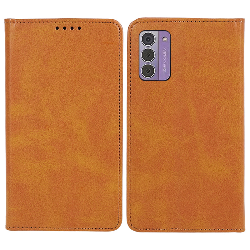 Uniqkart for Nokia G42 Calf Texture Scratch Resistant PU Leather Cover Flip Stand Wallet Phone Case - Khaki