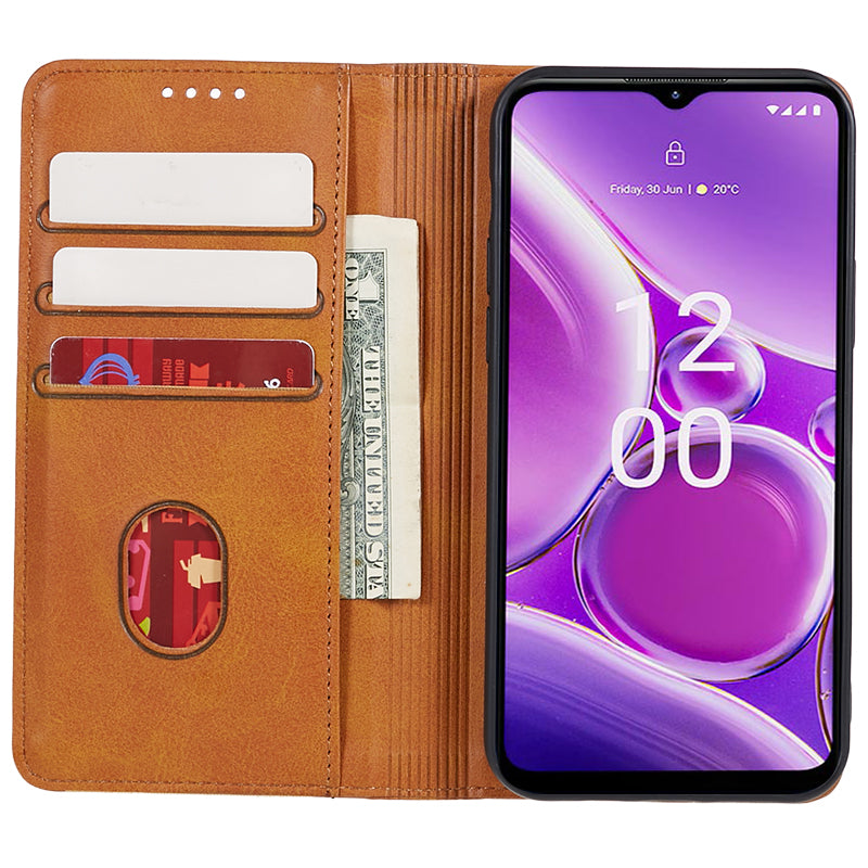 Uniqkart for Nokia G42 Calf Texture Scratch Resistant PU Leather Cover Flip Stand Wallet Phone Case - Khaki