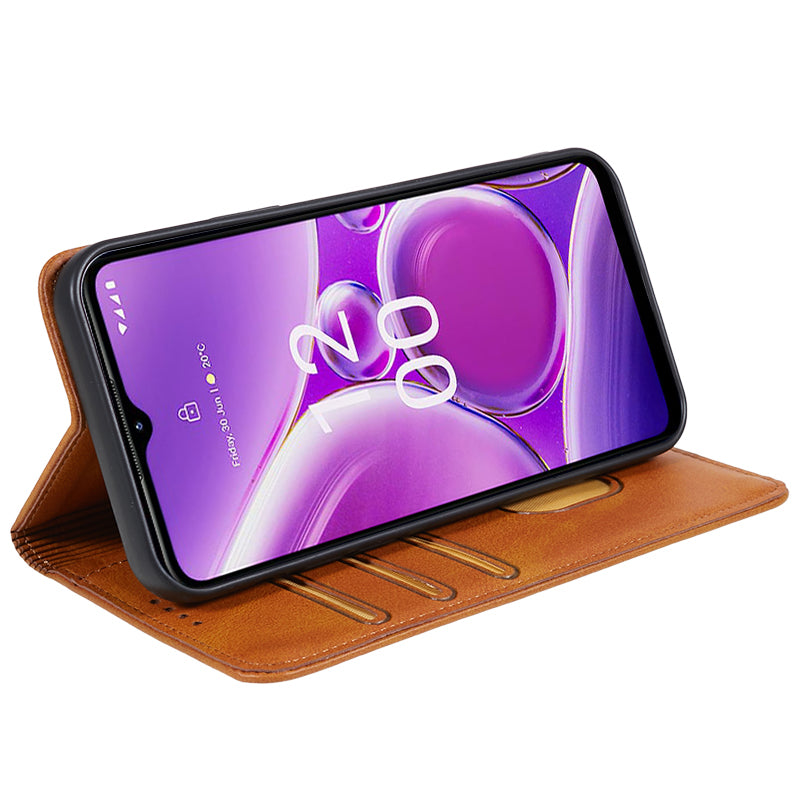 Uniqkart for Nokia G42 Calf Texture Scratch Resistant PU Leather Cover Flip Stand Wallet Phone Case - Khaki