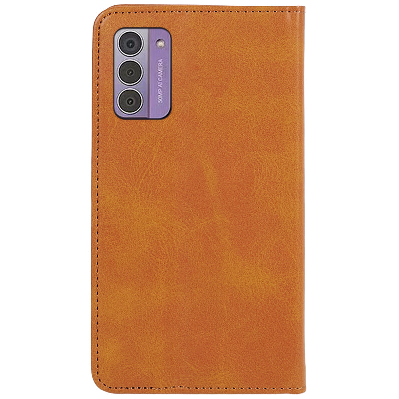 Uniqkart for Nokia G42 Calf Texture Scratch Resistant PU Leather Cover Flip Stand Wallet Phone Case - Khaki
