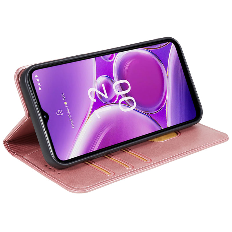 Uniqkart for Nokia G42 Calf Texture Scratch Resistant PU Leather Cover Flip Stand Wallet Phone Case - Rose Gold