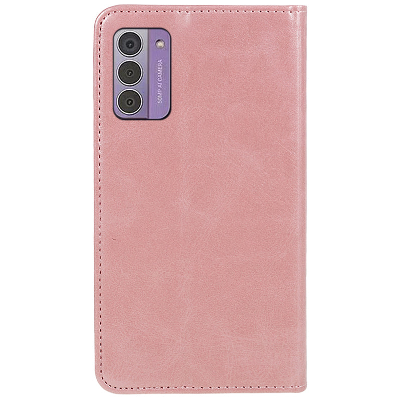 Uniqkart for Nokia G42 Calf Texture Scratch Resistant PU Leather Cover Flip Stand Wallet Phone Case - Rose Gold