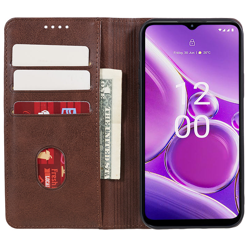 Uniqkart for Nokia G42 Calf Texture Scratch Resistant PU Leather Cover Flip Stand Wallet Phone Case - Brown