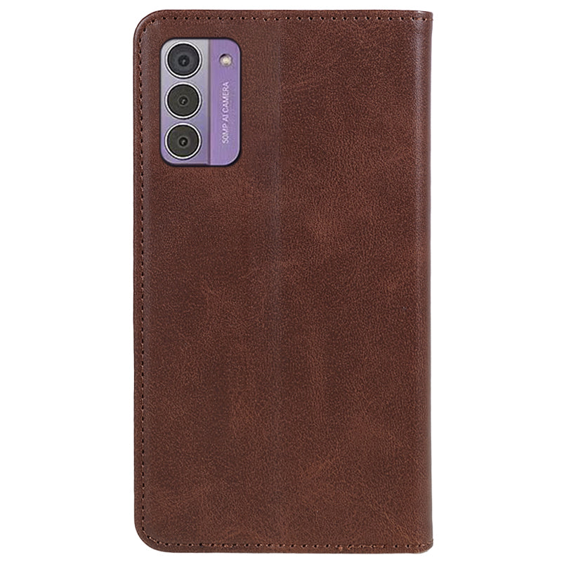 Uniqkart for Nokia G42 Calf Texture Scratch Resistant PU Leather Cover Flip Stand Wallet Phone Case - Brown