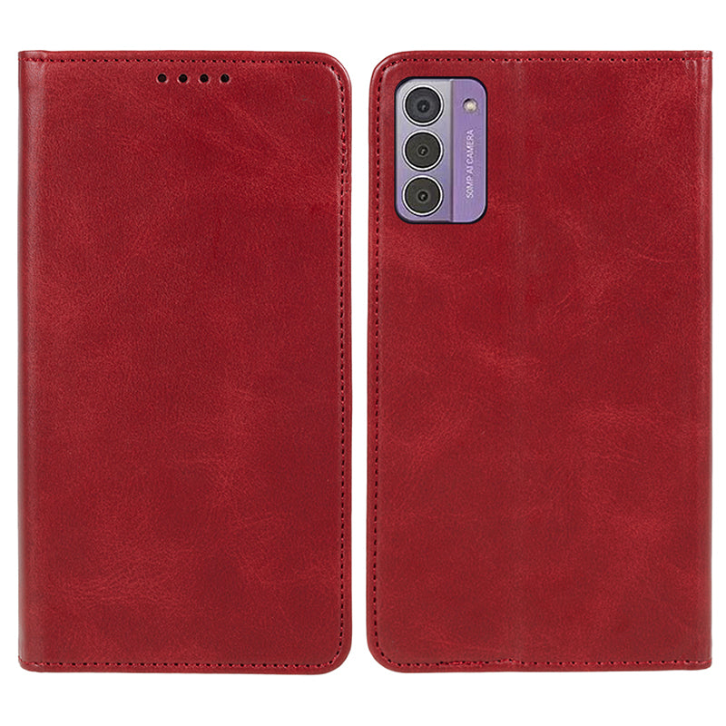 Uniqkart for Nokia G42 Calf Texture Scratch Resistant PU Leather Cover Flip Stand Wallet Phone Case - Red