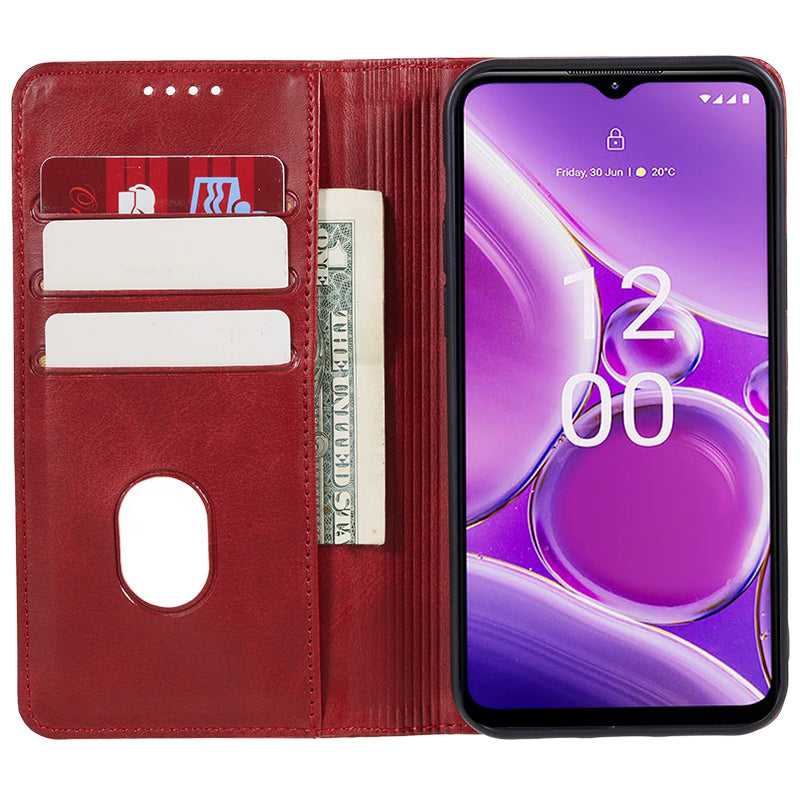 Uniqkart for Nokia G42 Calf Texture Scratch Resistant PU Leather Cover Flip Stand Wallet Phone Case - Red